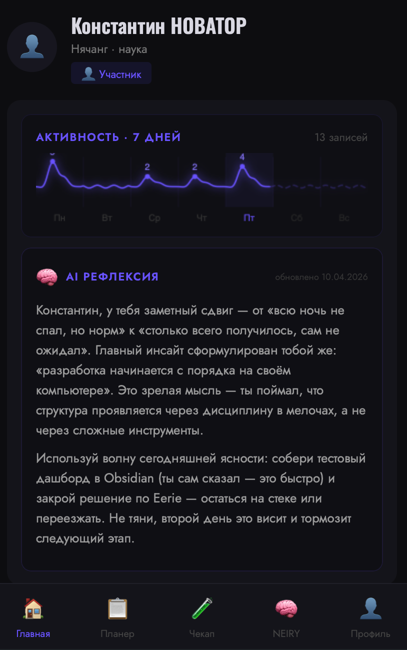 Приложение ex NIHILO — колесо баланса