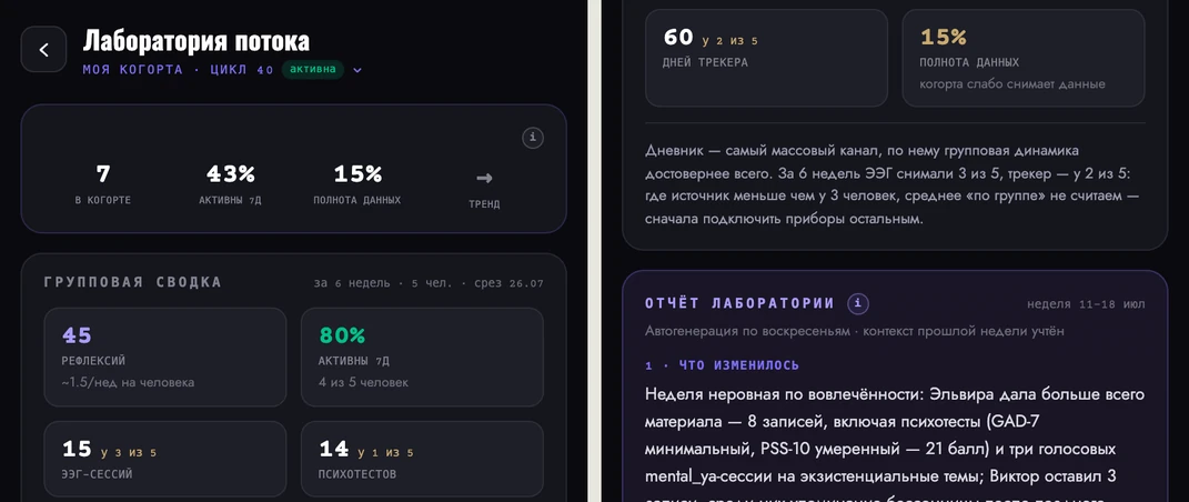 Лаборатория потока — шапка и групповая сводка