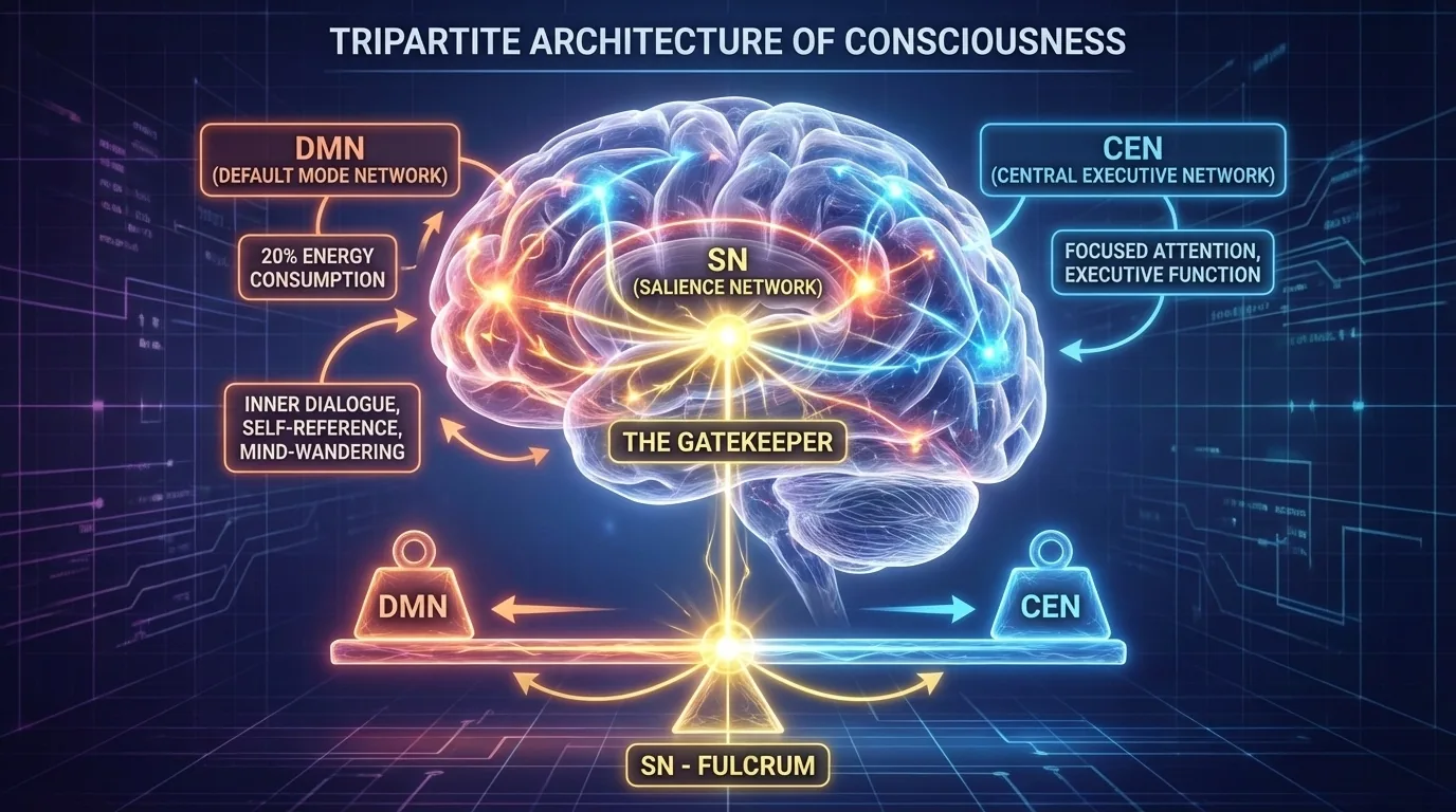 Tre reti neurali del cervello — DMN, SN, CEN