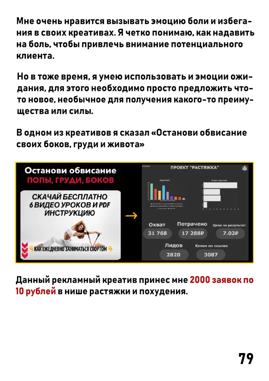 Креатив растяжки: Останови обвисание попы, груди, боков + цифры кампании